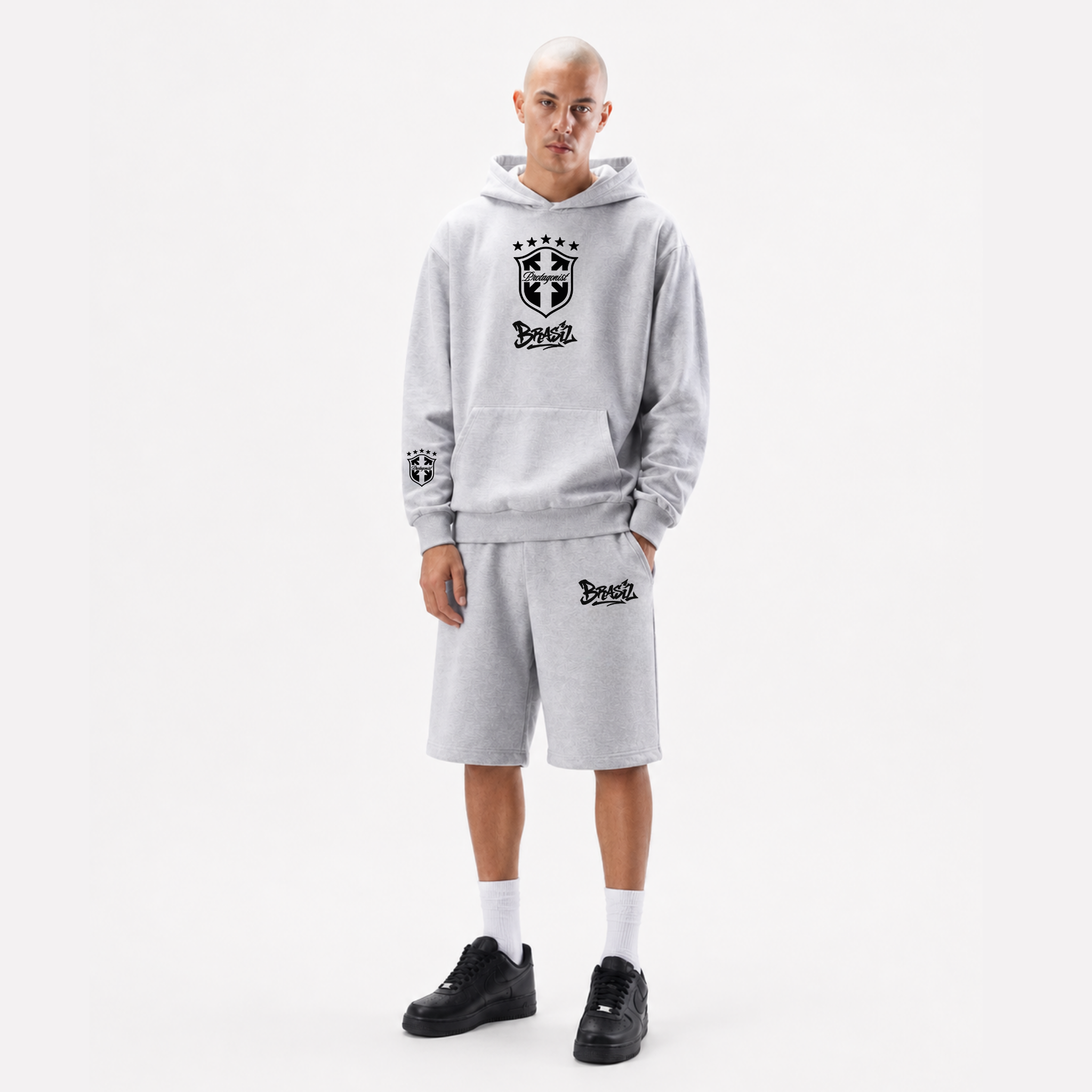 Conjunto Moletom Protagonist Brasil Cinza
